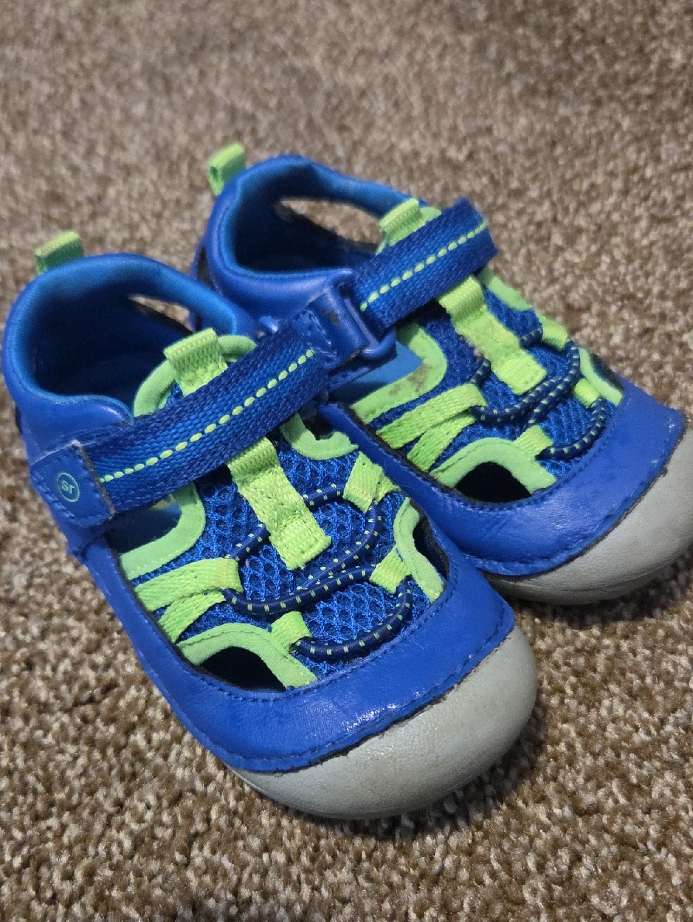 Kids Blue and Neon Green Active Sandals